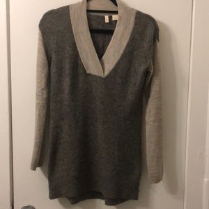 Two toned gray wool and alpaca blend sweater